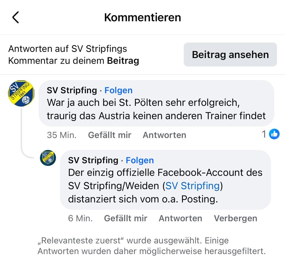 sv stripfing facebook account reaktion screenshot mandl 2024 08 02