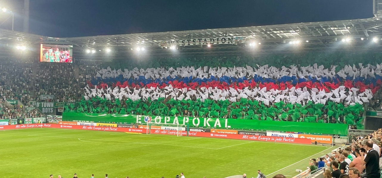 choreografie vor sk rapid braga el play off ruckespiel 29 08 2024 biereder