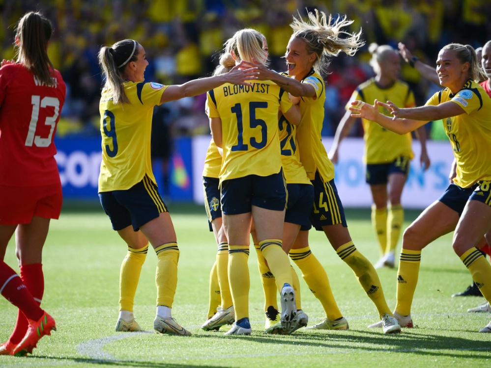 Schweden zieht in das Viertelfinale der EM ein (Foto: AFP/SID/FRANCK FIFE)