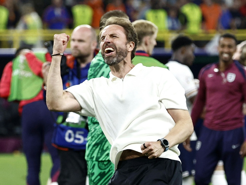 Gareth Southgate steht mit seinem Team im EM-Finale (Foto: AFP/SID/KENZO TRIBOUILLARD)