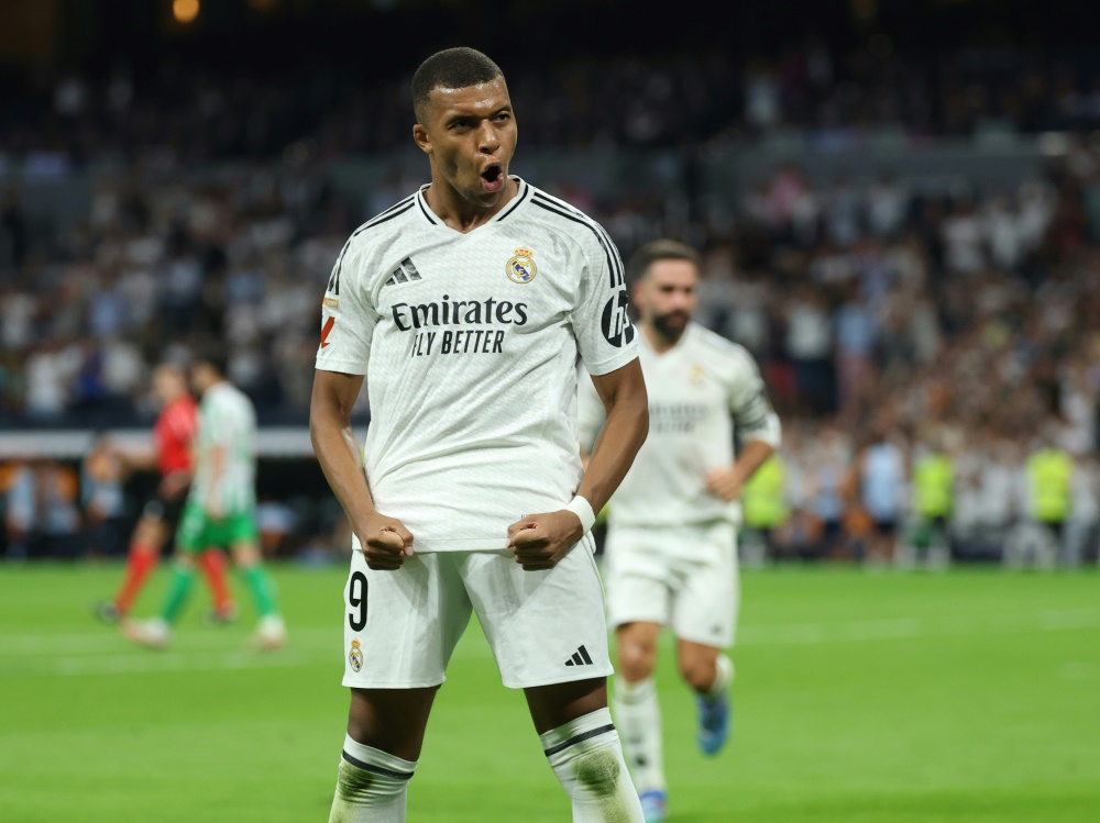 Zwei Treffer im Bernabeu: Kylian Mbappe (Foto: AFP/SID/Thomas COEX)